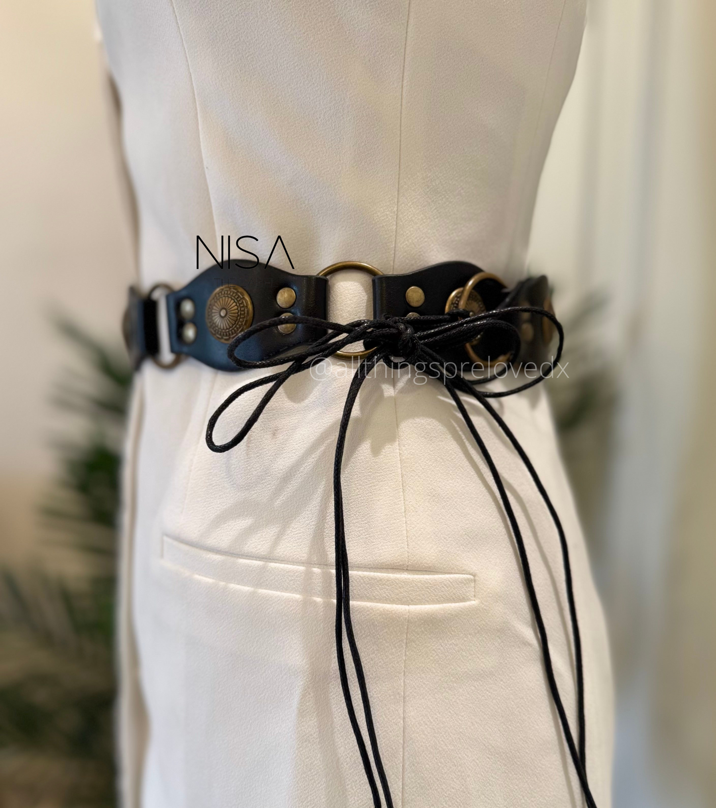 Cowboy side studded waist tie belt