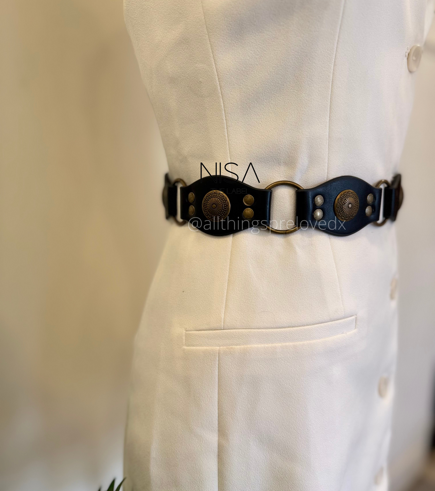 Cowboy side studded waist tie belt