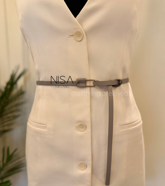 Elongated oval buckle metal thin knot belt