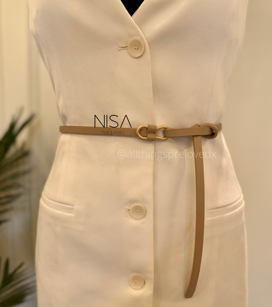Matte bow like buckle metal thin knot belt
