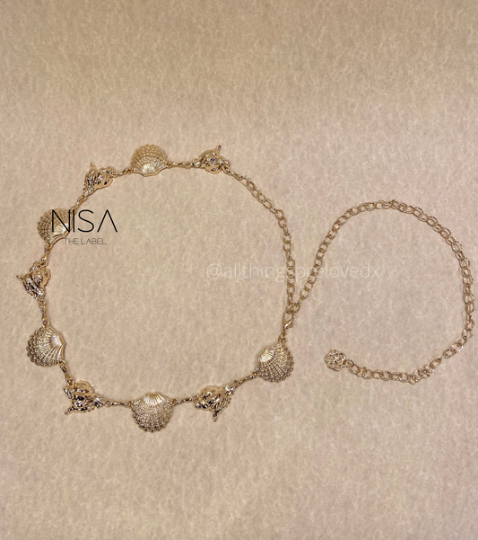 Shell and conch style chain waist belt