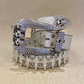 Rhinestone studded glam retro bullet basic belt
