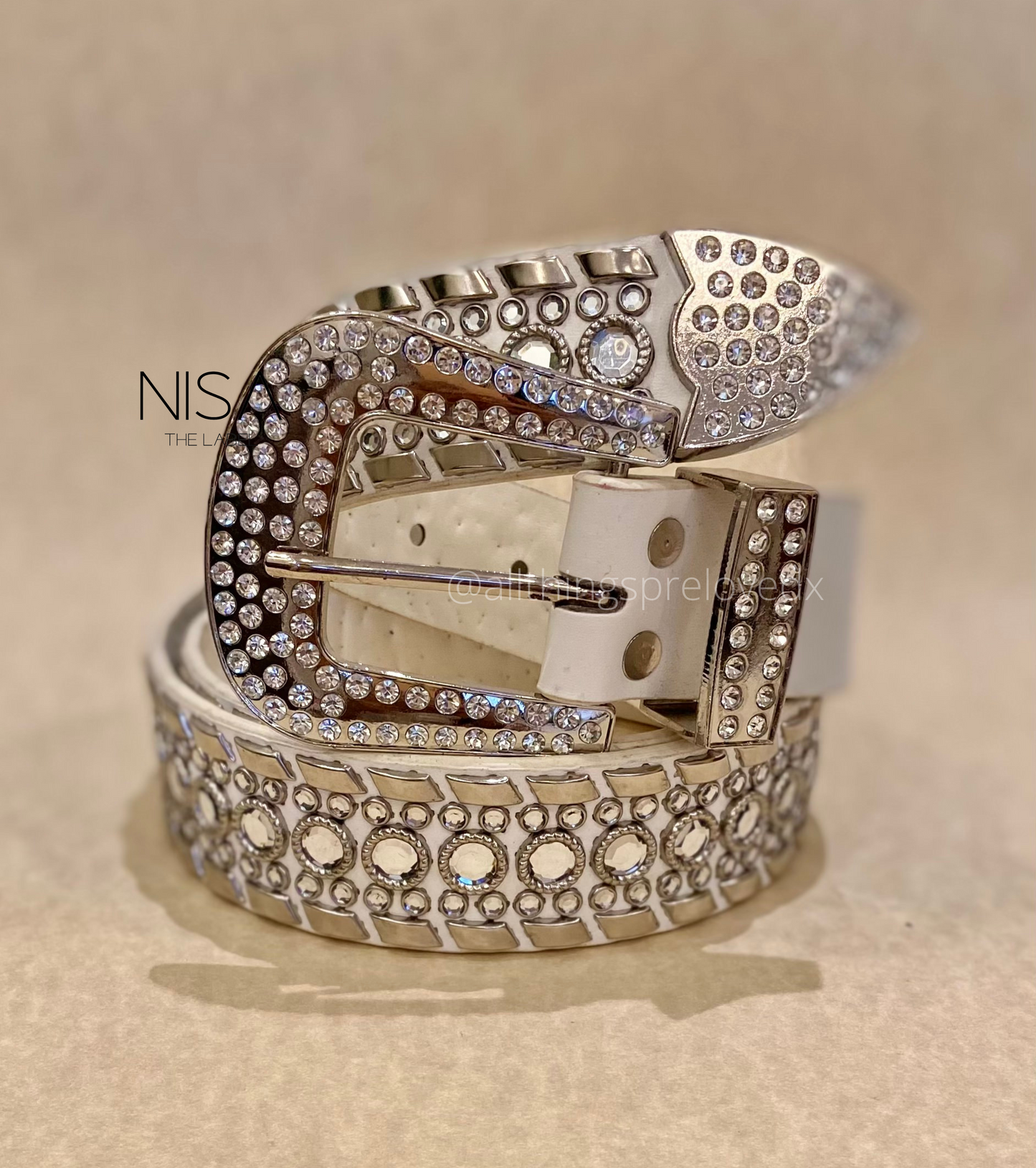 Rhinestone studded detailed circle glam retro basic belt