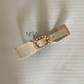 Oval rectangle pearl metal buckle textured waist cincher belt
