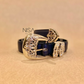 Intricate design silver metal buckle basic belt