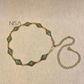 Diamond intricate detailed turquoise metal chain belt