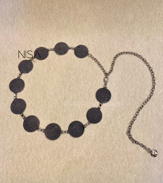 Spiral metal chain waist belt
