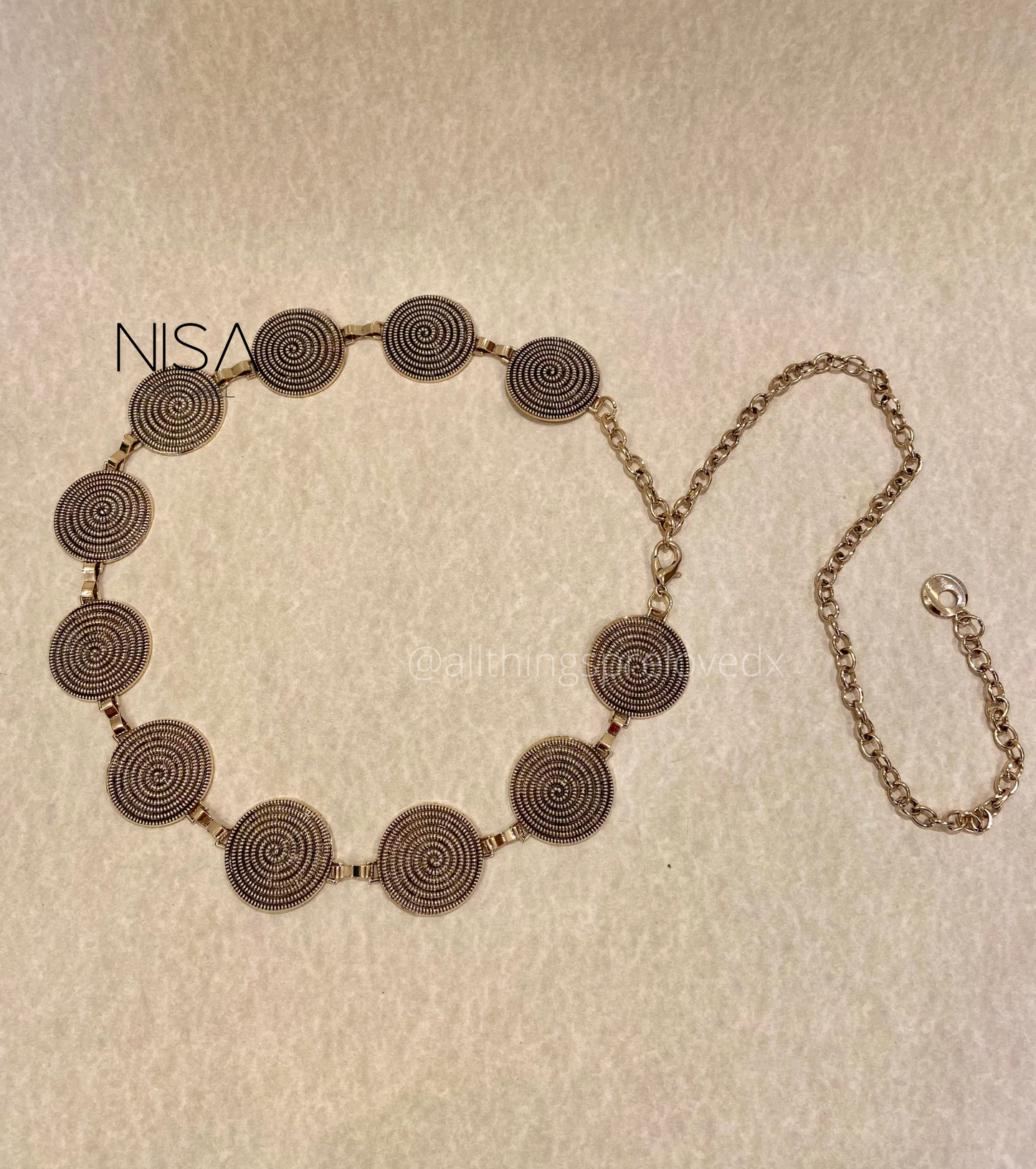 Spiral metal chain waist belt