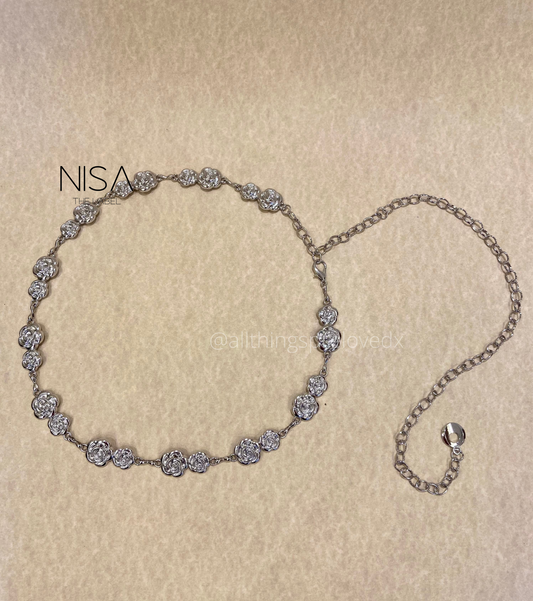 Dual rose metal chain belt