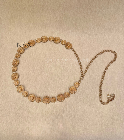 Ocho dainty rose metal chain waist belt