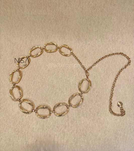 Big hollow squoval metal chain waist belt