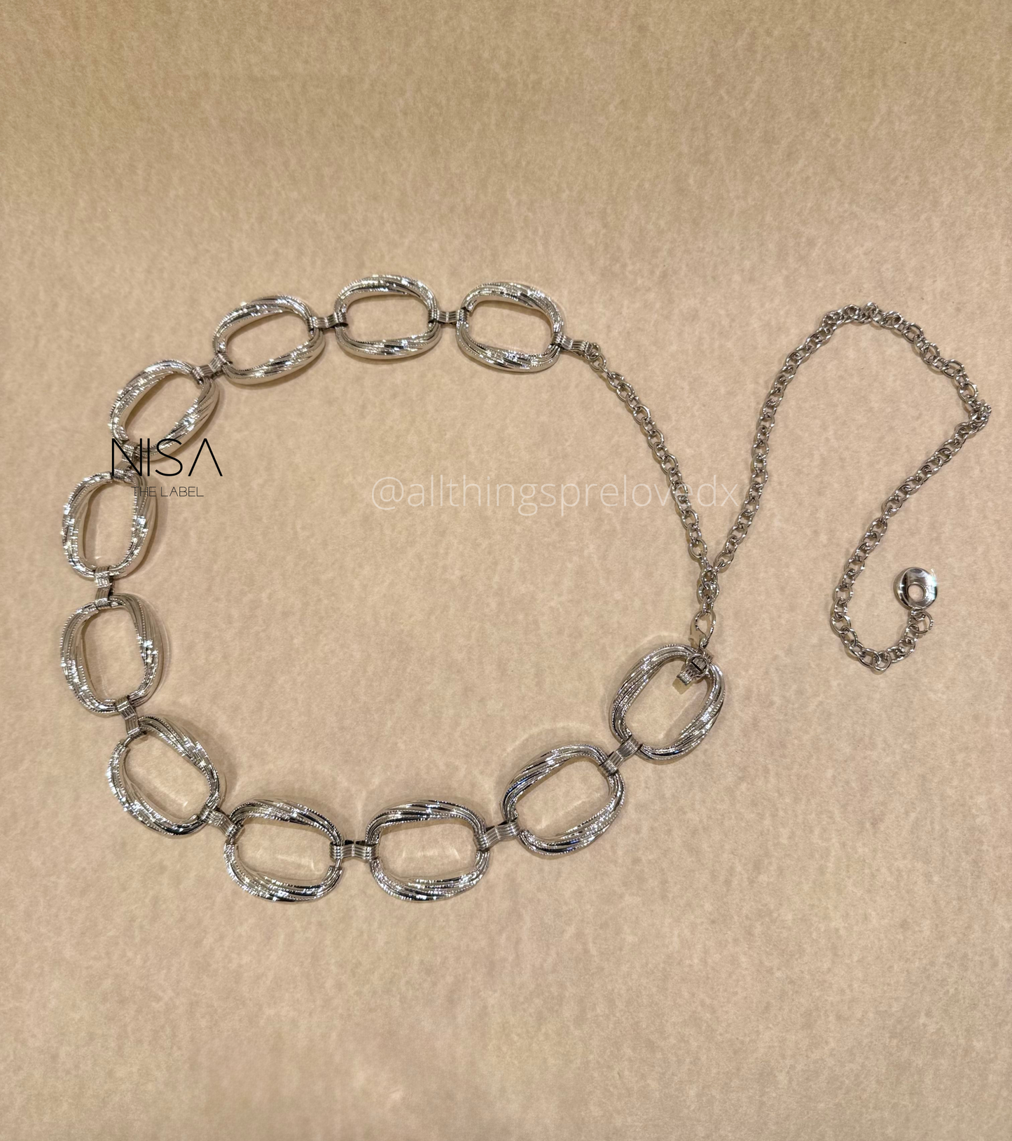 Big hollow squoval metal chain waist belt