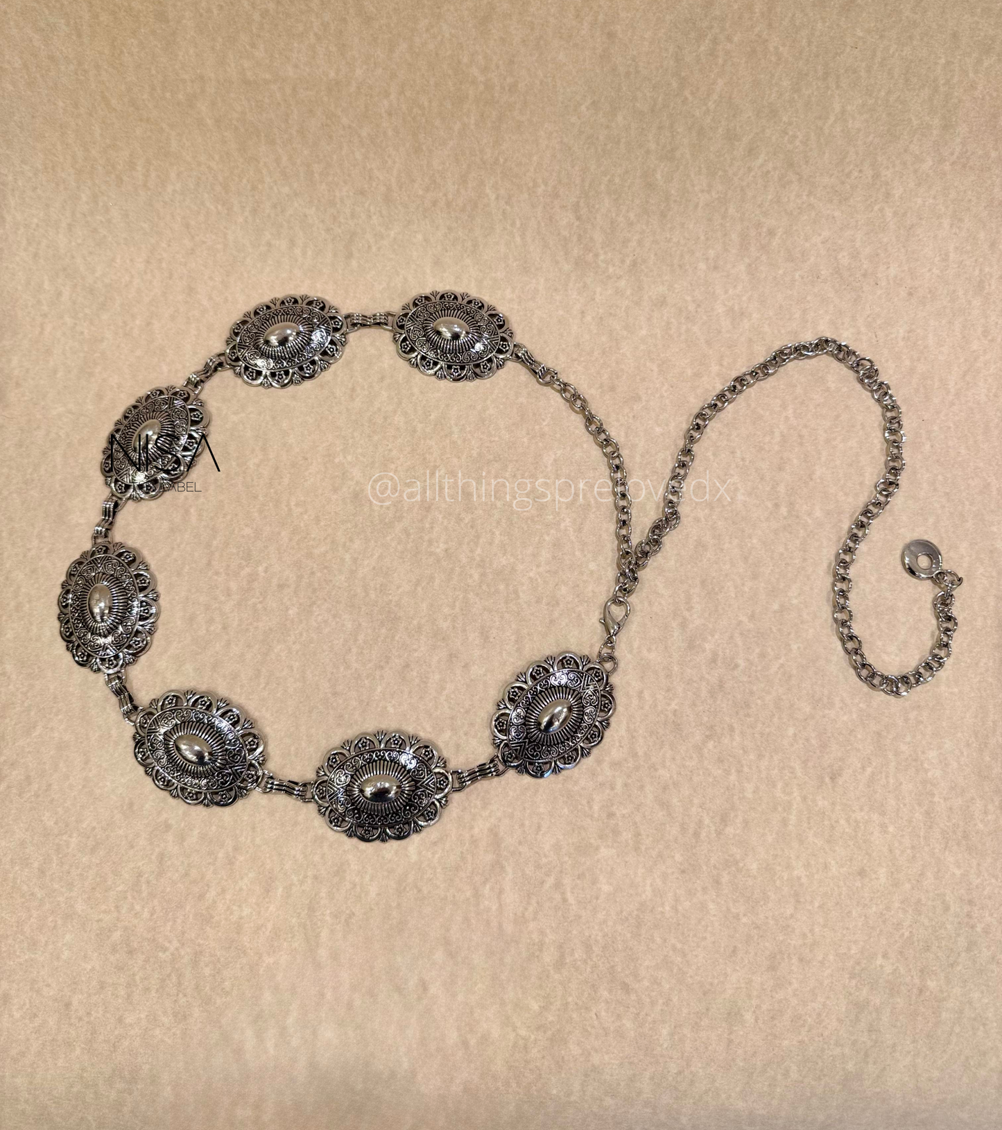 Vintage big cutwork metal chain waist belt
