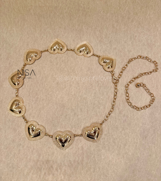 Heart in heart metal chain belt