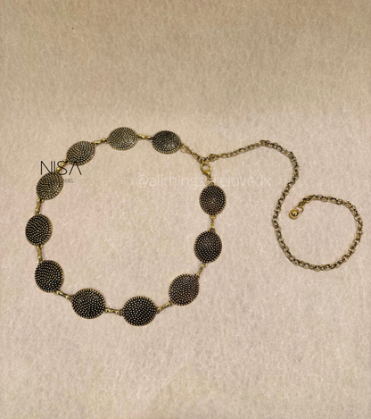 Roundish dot detailed metal chain belt