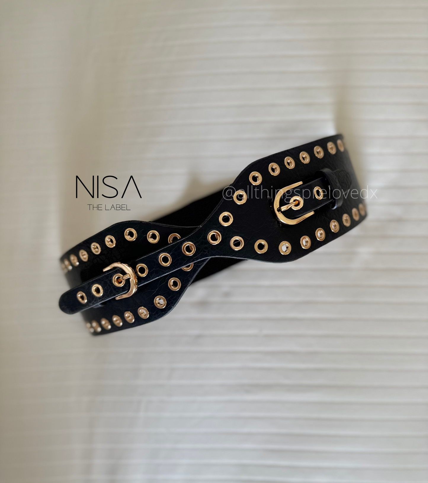 Rivet lined double buckle waist cincher belt