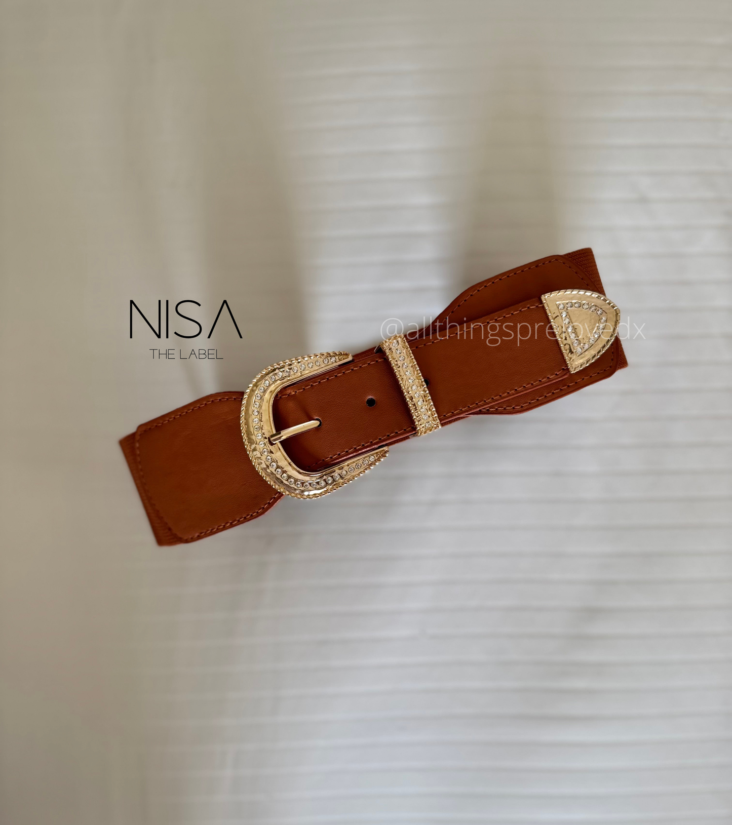 Rhinestone buckle waist cincher belt