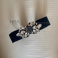 Gunmetal rose rhinestone waist cincher belt