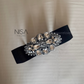 Cluster rhinestone embellished waist cincher belt