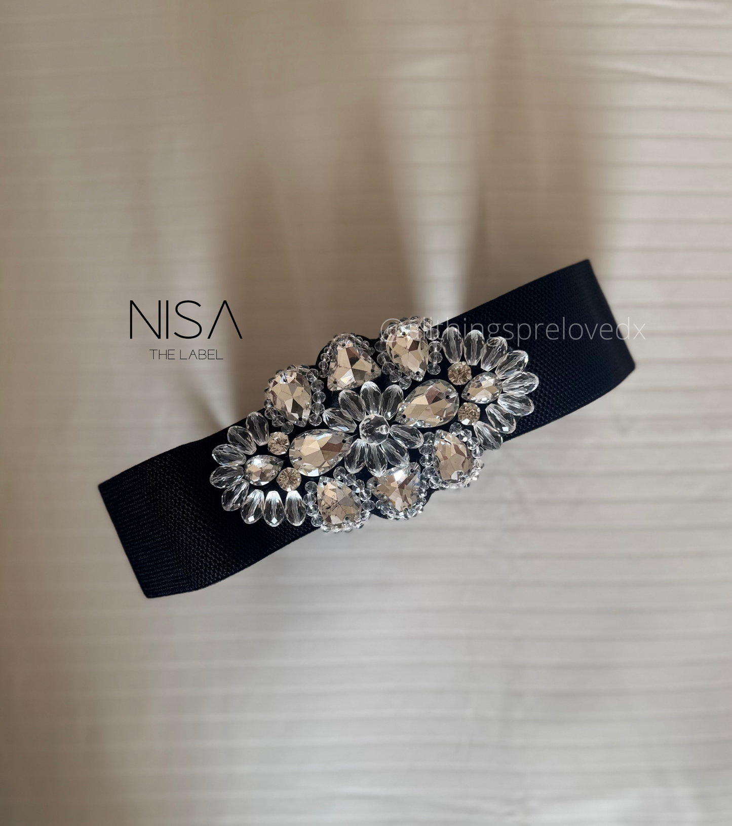 Cluster rhinestone embellished waist cincher belt