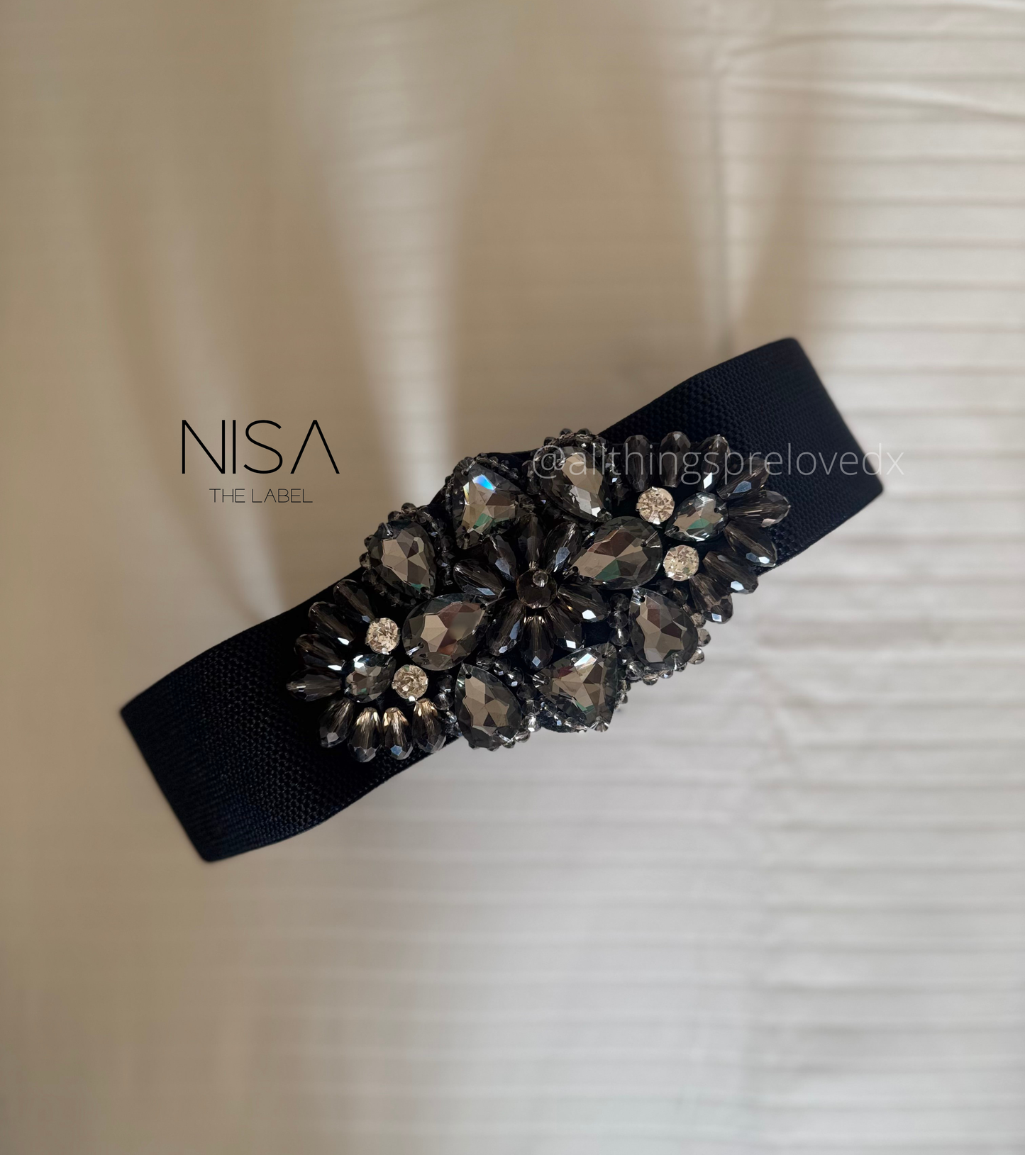 Cluster rhinestone embellished waist cincher belt