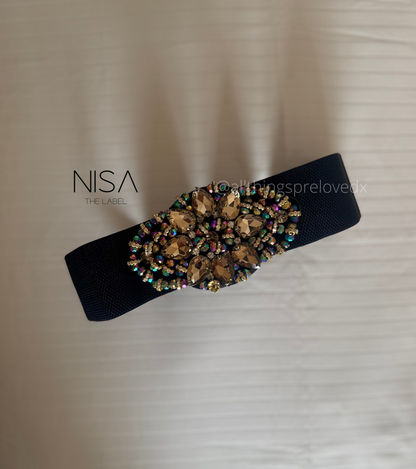 Beaded rhinestone embellished waist cincher belt