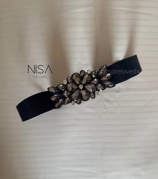 Floral rhinestone waist cincher belt