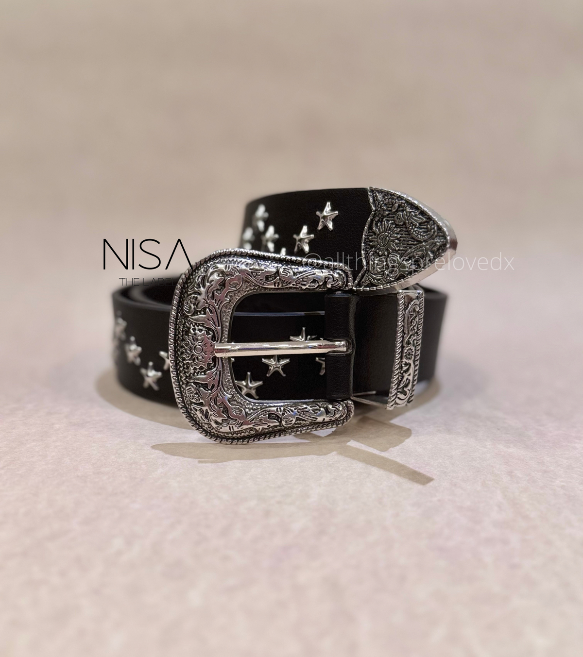 Metal buckle metal star studded basic belt