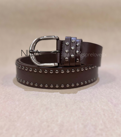 Gunmetal buckle side studded basic belt