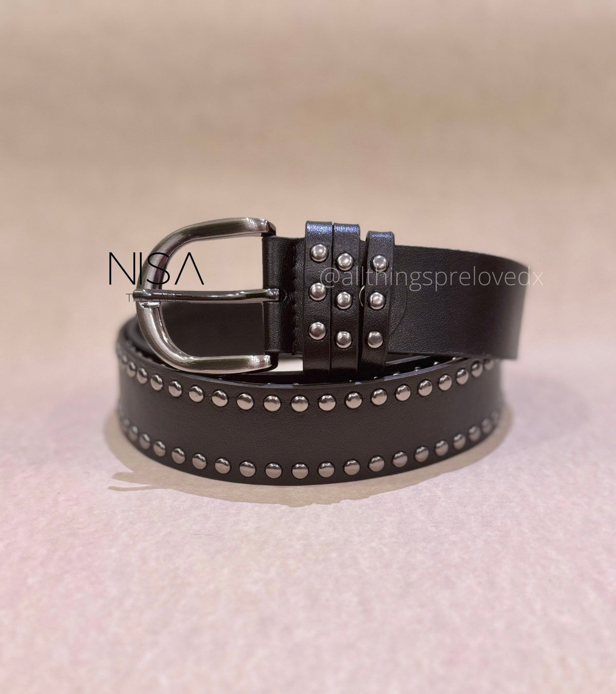 Gunmetal buckle side studded basic belt