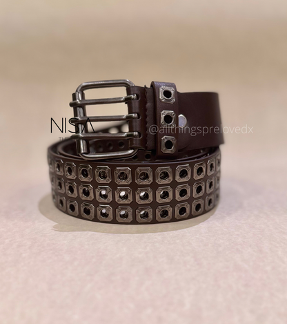 Gunmetal buckle squoval 3 layer gunmetal eyelet basic belt