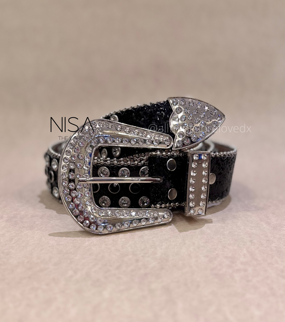 Rhinestone studded glam retro basic belt