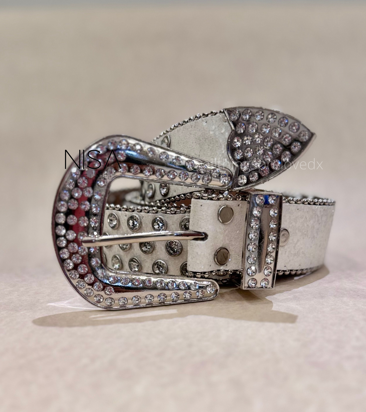 Rhinestone studded glam retro basic belt