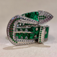Rhinestone studded glam retro basic belt