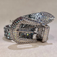 Rhinestone studded glam retro basic belt
