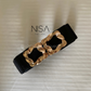 Double golden buckle waist cincher belt