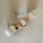 Round buckle waist cincher belt