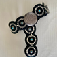 Vintage round silver buckle shield disc single open work waist turquoise stone belt