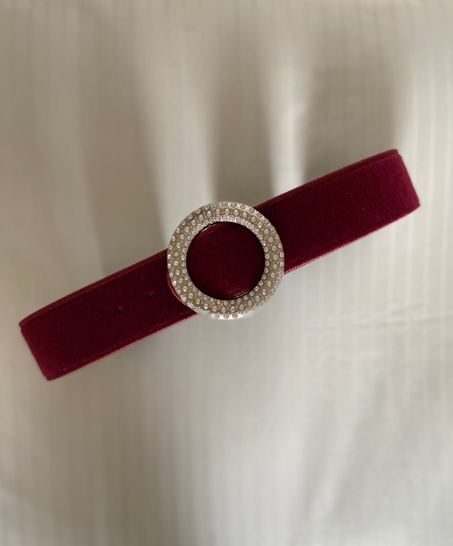 Velvet round rhinestone studded basic belt