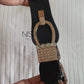Horseshoe buckle square rhinestone detail waist cincher belt