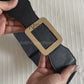 Broad rectangle buckle waist cincher belt