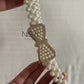 Ribbon bow pearl rhinestone buckle waist cincher belt