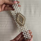 Diamond buckle pearl rhinestone waist cincher belt