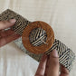 Round design buckle zigzag straw woven belt
