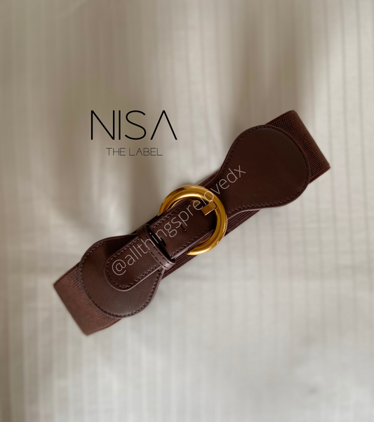 Bronze metal buckle waist cincher belt
