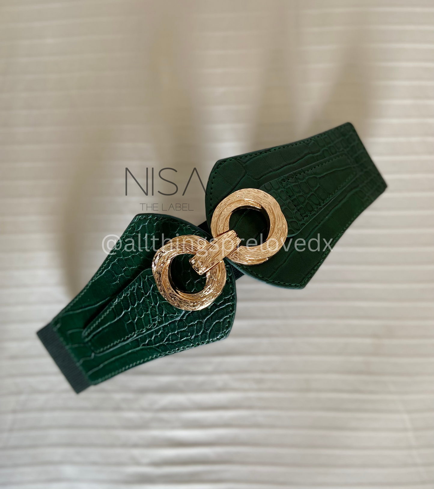 Crocodile double gold foil metal ring waist cincher belt