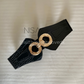 Crocodile double gold foil metal ring waist cincher belt