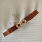 Rhinestone floral round buckle waist cincher belt