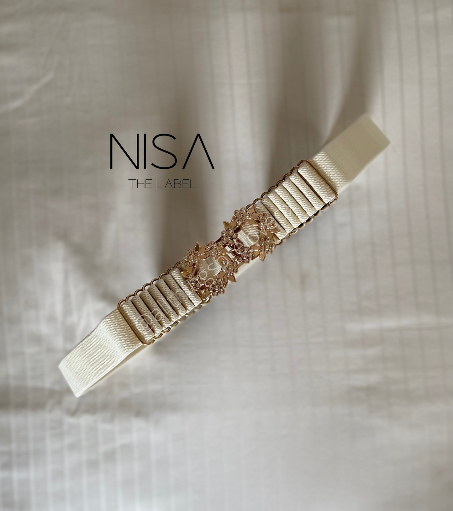 Rhinestone floral round buckle waist cincher belt