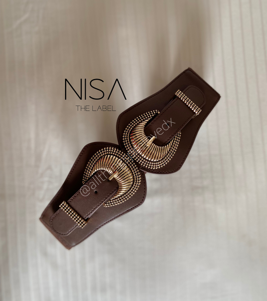 Double shell buckle waist cincher belt